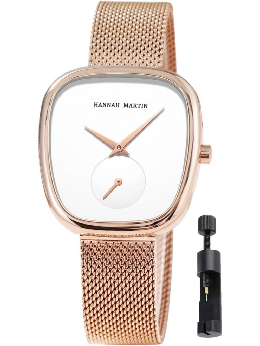 Womens Gold White Analog Quartz Stainless Steel Vintage Rectangular Luxury Watch